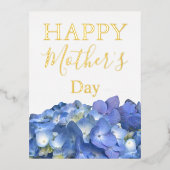 ブルーアジサイ開花母の日 箔シーズンポストカード (正面)