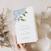 ブルーアジサイ開花結婚ズの折り畳み紙プログラム チラシ