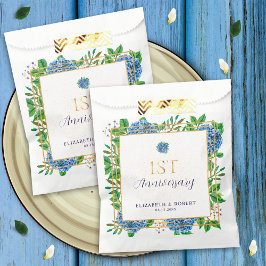 ブルーアジサイ1年紙記念日パーティー フェイバーバッグ