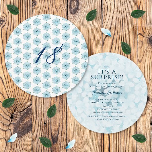 ブルーアジサイ18thサプライズ誕生日パーティー 招待状