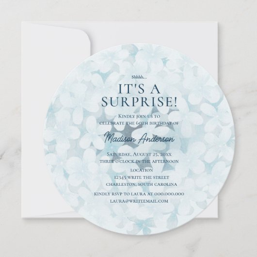 ブルーアジサイ60thサプライズ誕生日パーティー 招待状 (正面)