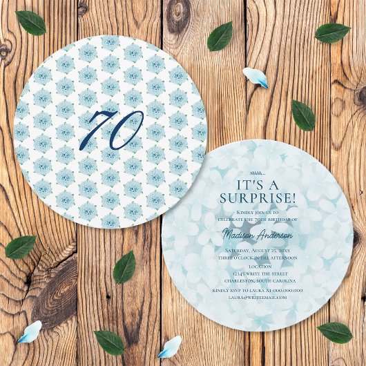 ブルーアジサイ70thサプライズ誕生日パーティー 招待状