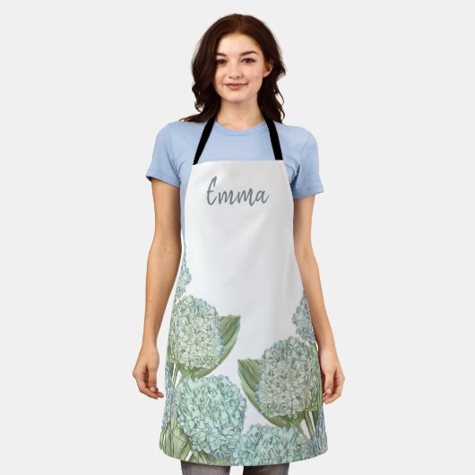 ブルーアジサイ エプロン (着用した状態)