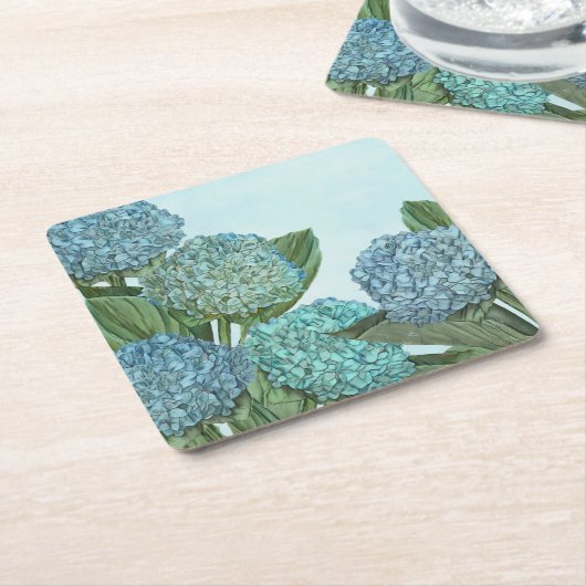 ブルーアジサイ スクエアペーパーコースター (アングル)