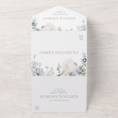 ブルーアジサイ&バラ結婚ズ オールインワン招待状 (外側)