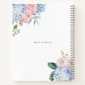 ブルーアジサイ&ピンクローズカスタム ノートブック (裏面)