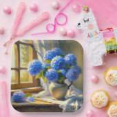 ブルーアジサイ・ブーケ ペーパープレート (パーティー)