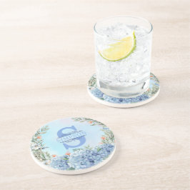 ブルーアジサイ・モノグラムラウンドコースター コースター