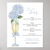 ブルーアジサイ、金ゴールドグラスバーメニュー ポスター (正面)