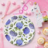 ブルーアジサイAll Over植物学デザイン ペーパープレート (パーティー)