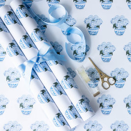 ブルーアジサイinシノワズリーポット ラッピングペーパーシート