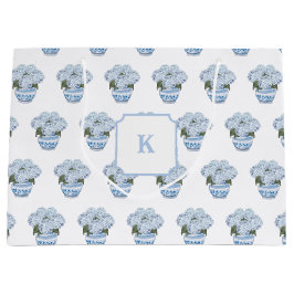 ブルーアジサイinシノワズリーポット ラージペーパーバッグ