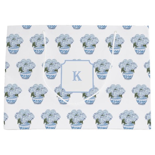 ブルーアジサイinシノワズリーポット ラージペーパーバッグ (正面)