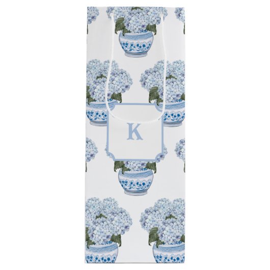 ブルーアジサイinシノワズリーポット ワインギフトバッグ (正面)