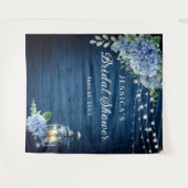 ブルーアジサランタンウッドブライダルシャワー背景 タペストリー (正面(横))