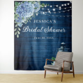 ブルーアジサランタンウッドブライダルシャワー背景 タペストリー (インサイチュ)