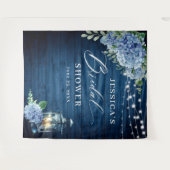 ブルーアジサランタンウッドブライダルシャワー背景 タペストリー (正面(横))