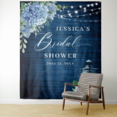ブルーアジサランタンウッドブライダルシャワー背景 タペストリー (インサイチュ)