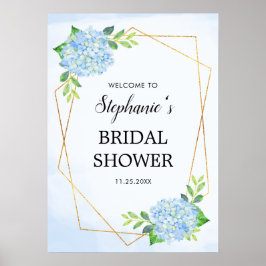 ブルーアジダゲアジオメトリックブライダルシャワー ポスター