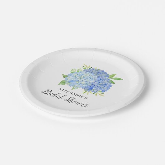 ブルーアジダゲアブーケフローラブライダルシャワー ペーパープレート (アングル)
