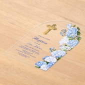 ブルーアジダニアアーチバプテスマ アクリル招待状 (レイダウン)