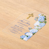 ブルーアジダニアアーチファーストコミュニオン アクリル招待状 (レイダウン)