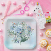 ブルーアジダージアウォーターカラー紙プレート ペーパープレート (パーティー)