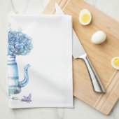 ブルーアジダージアティーポットファームハウスパステルフローラ キッチンタオル (四つ折り)