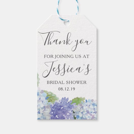 ブルーアジャンジアブライダルシャワーメッセージカード ギフトタグ (正面)