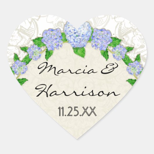 ブルーアジランゲアレースフローラエレガフォーマルントウェディング ハートシール (正面)
