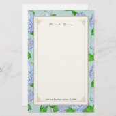 ブルーアジランゲアレースフローラエレガフォーマルントウェディング 便箋 (正面/裏面)