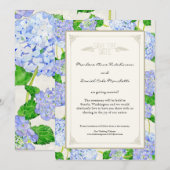 ブルーアジランゲアレースフローラエレガフォーマルントウェディング 招待状 (正面/裏面)
