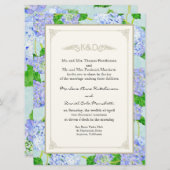 ブルーアジランゲアレースフローラエレガフォーマルントウェディング 招待状 (正面/裏面)