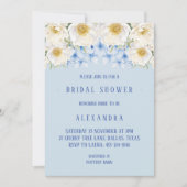 ブルーアジランジアホワイトフローラガーデンブライダルシャワー 招待状 (正面)