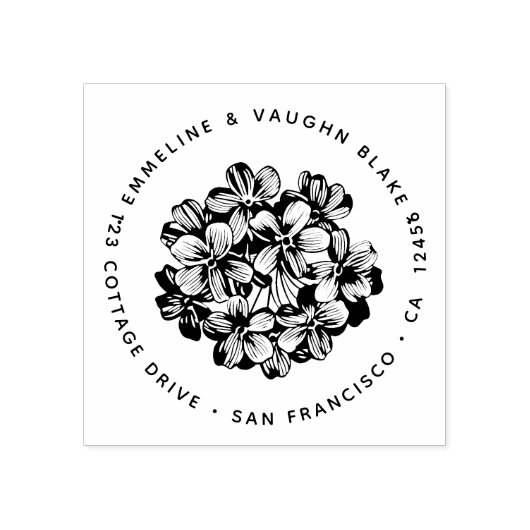 ブルーアジランジェアブロッサム差出人住所植物学 ラバースタンプ (インプリント)