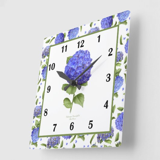 ブルーアジランジェアボタニカルアートスクエアウォールクロック スクエア壁時計 (傾斜)