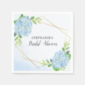 ブルーアジランジェオメトリフローラブライダルシャワー スタンダードカクテルナプキン (正面)