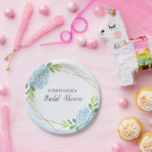 ブルーアジランジェオメトリフローラブライダルシャワー ペーパープレート (パーティー)