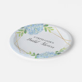 ブルーアジランジェオメトリフローラブライダルシャワー ペーパープレート (アングル)