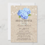 ブルーアジランジーアメイソンジャー素朴ブライダルシャワー 招待状 (正面)