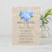 ブルーアジランジーアメイソンジャー素朴ブライダルシャワー 招待状 (スタンド正面)