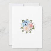 ブルーアジランジーピンクフローラ植物学ブライダルシャワー 招待状 (裏面)