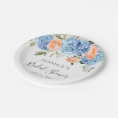 ブルーアジランジーピンク赤面バラブライダルシャワー ペーパープレート (アングル)