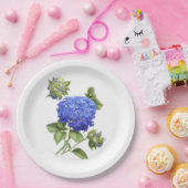 ブルーアジンジスボタニカルアート紙プレート ペーパープレート (パーティー)