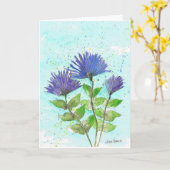 ブルーアスター、フローラウォーターカラーアートカード カード (黄色い花)