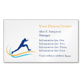 ブルーアスリート金ゴールドスワールフィットネス マグネット名刺 (正面)