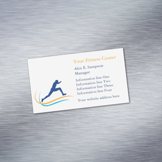 ブルーアスリート金ゴールドスワールフィットネス マグネット名刺 (インサイチュ)