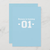 ブルーアスレチック01 1stバースデーシャワー招待状 招待状 (正面/裏面)