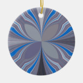 ブルーアッシュグレー水玉模様テクスチャアートプリント セラミックオーナメント (正面)