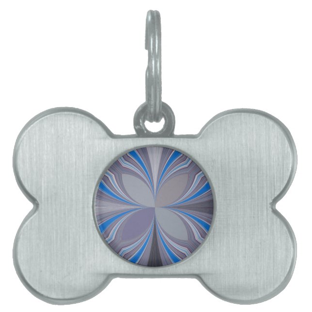 ブルーアッシュグレー水玉模様テクスチャアートプリント ペットネームタグ (正面)